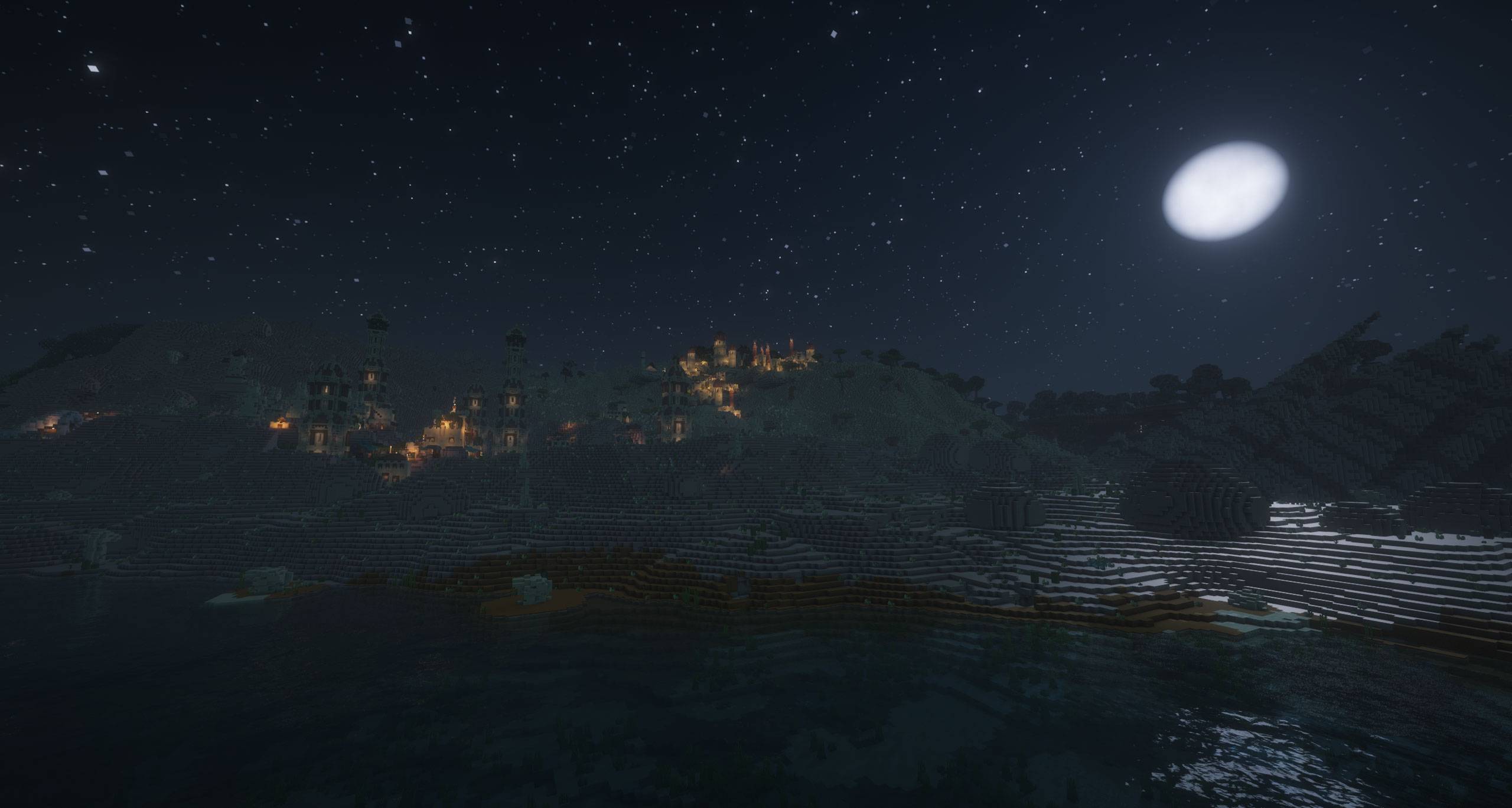 夜晚的沙质村庄\n