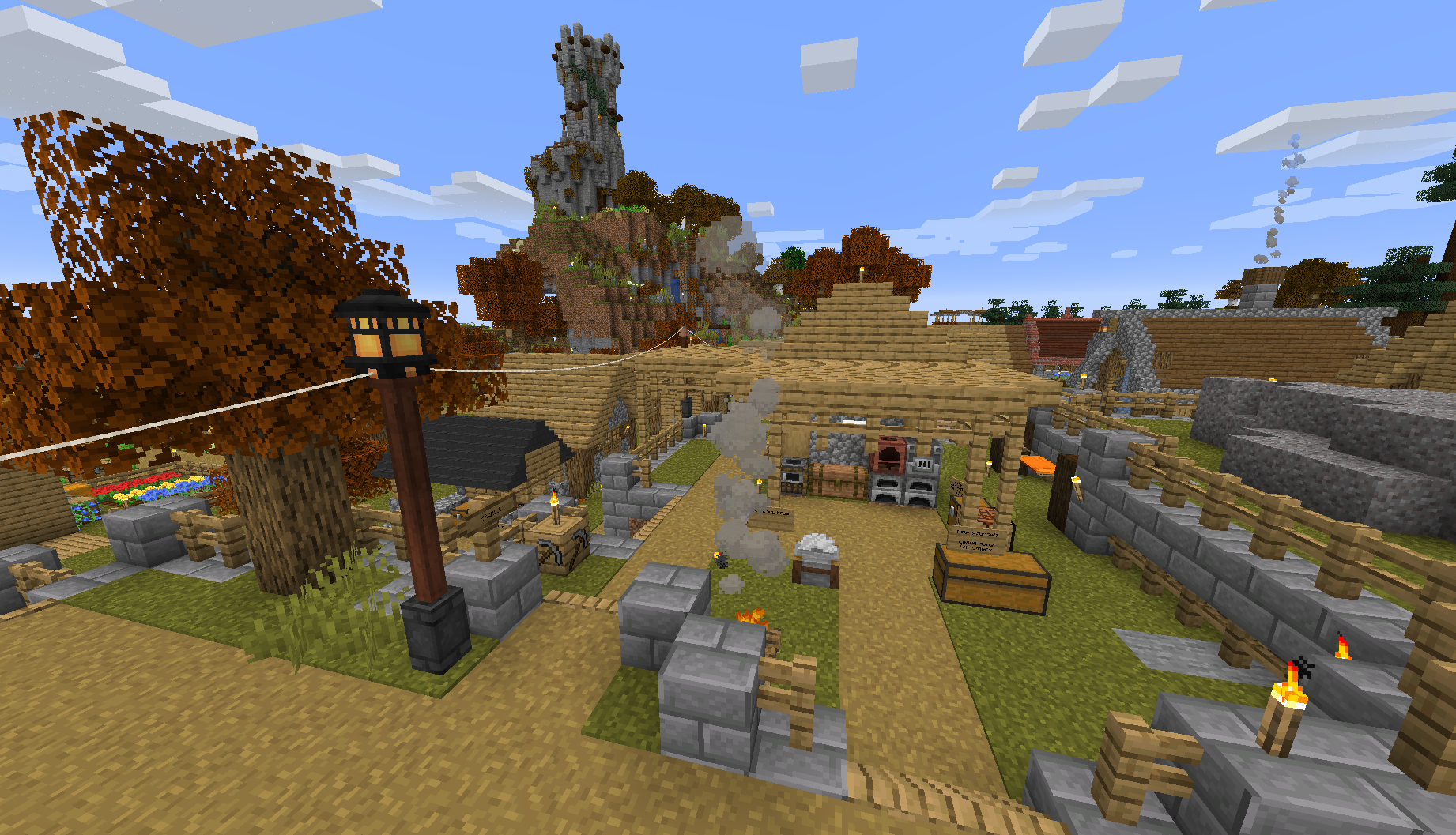 带有动力灯笼的村庄