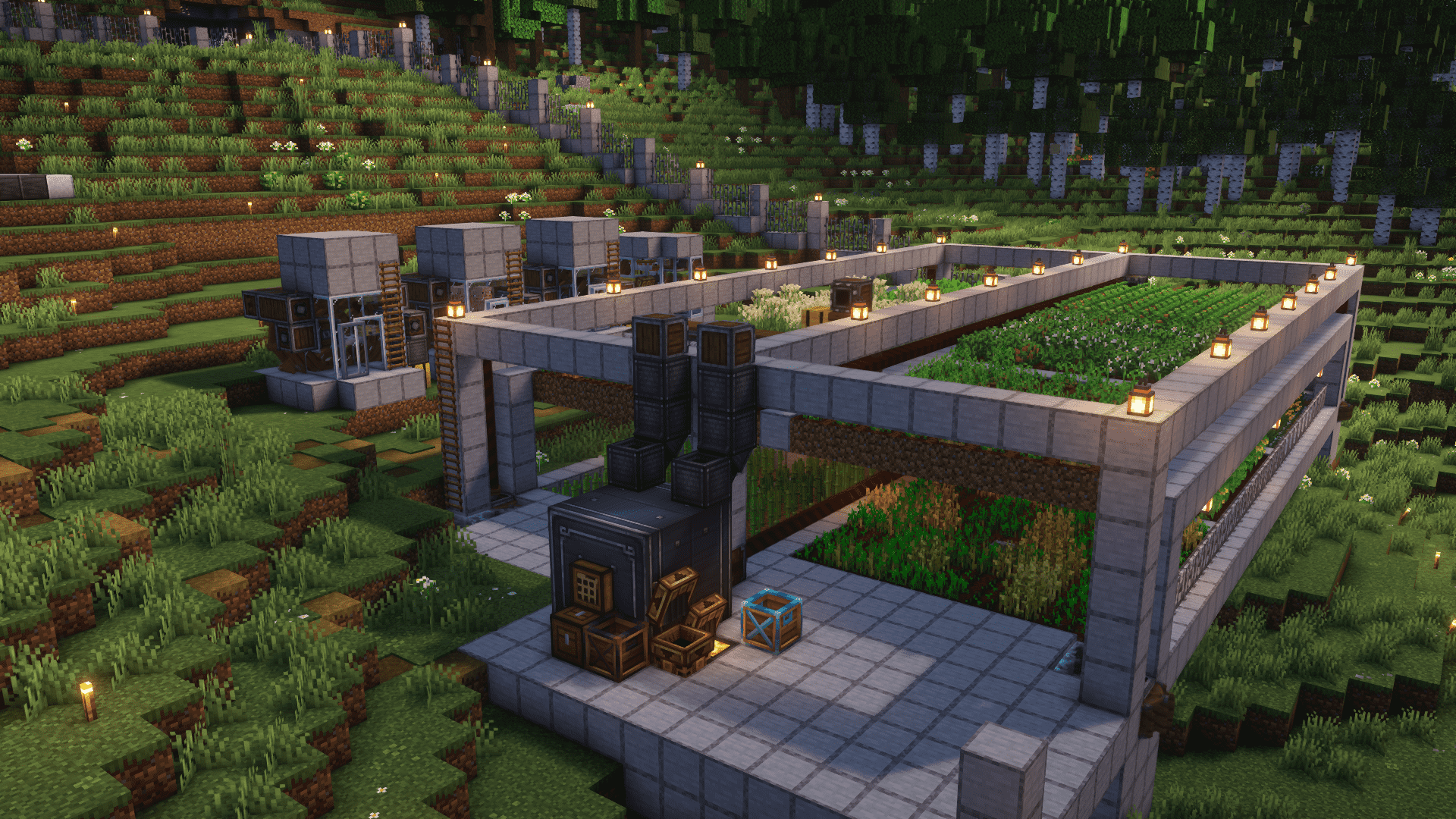 自动化的农场(右前)和自动化烤肉机(左后)