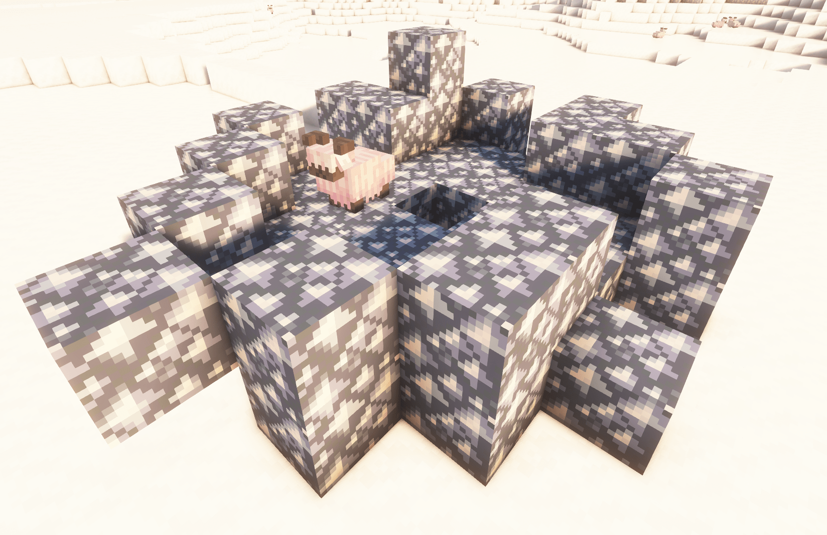 自定义矿石、霜冻石、冰川上的熔岩喷口